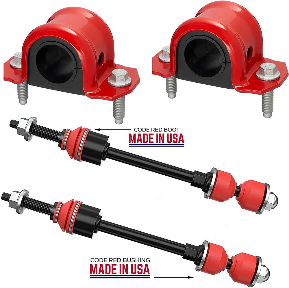 6PC Front Sway Bar Link Kit + Front CODE RED Bracket/Bushing Kit FITS Ram 1500