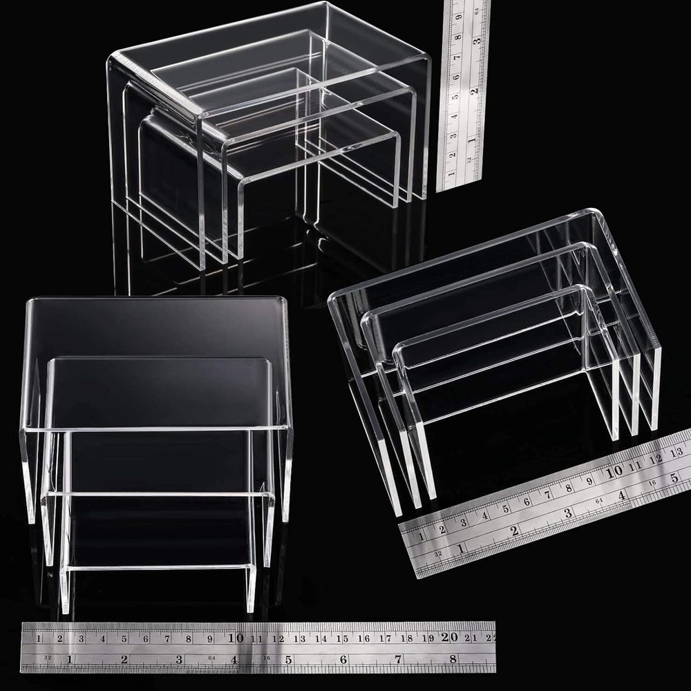 2 Sets Acrylic Display Risers, Clear Product Stand, Jewelry Display Riser Shelf