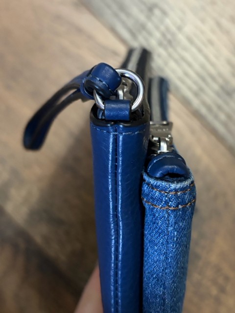 Coach | Double Zip Denim/Navy Leather Wristlet