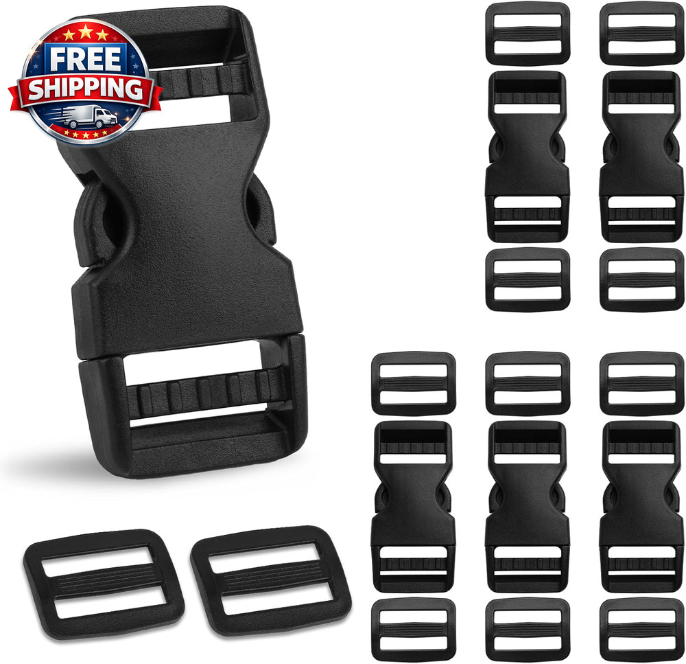 6-Pack Heavy Duty Quick Release Buckles + 12 Strap Clips for Versatile Use