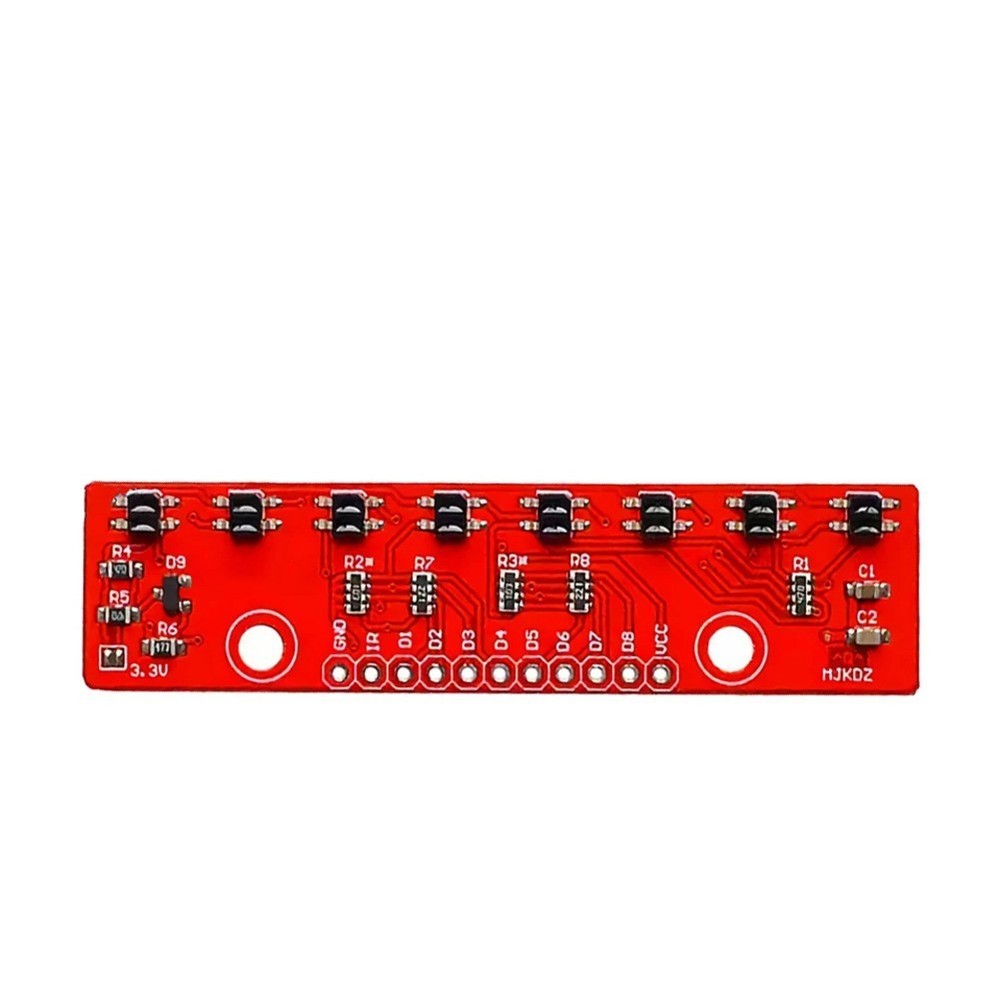 DIY Robotics Module 8-Way Line Detector Red PCB Compact 65.7x16mm Dimensions