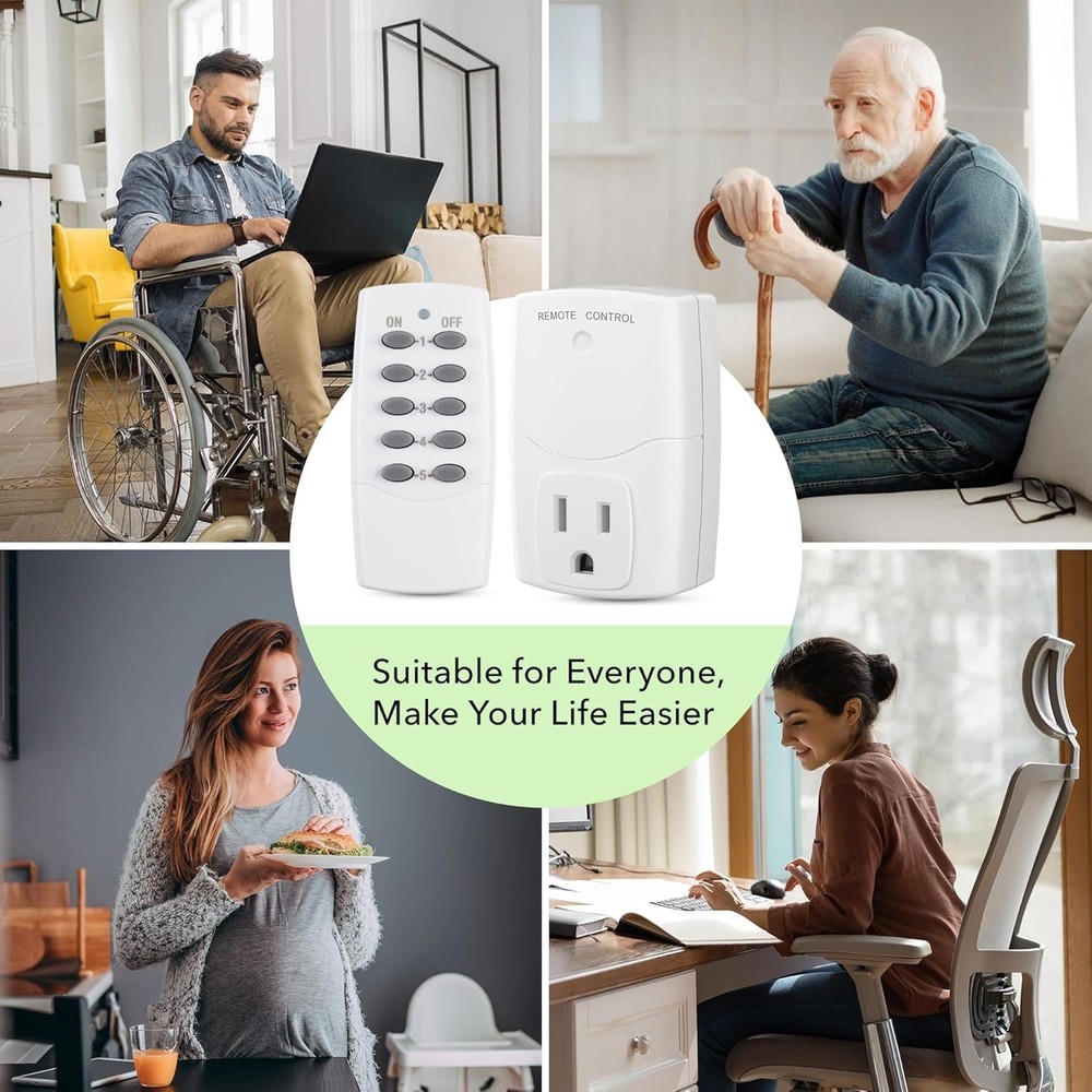 Mini Wireless Remote Control Outlet Switch Power Plug in for Household Applia...