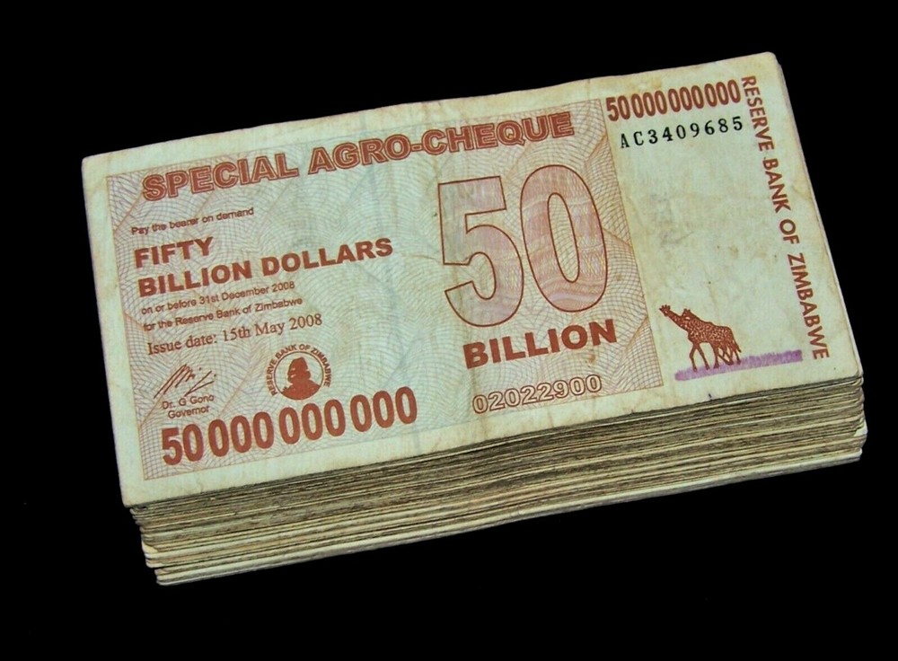 100 pcs x Zimbabwe 50 Billion dollar agro cheque banknotes-1 bundle