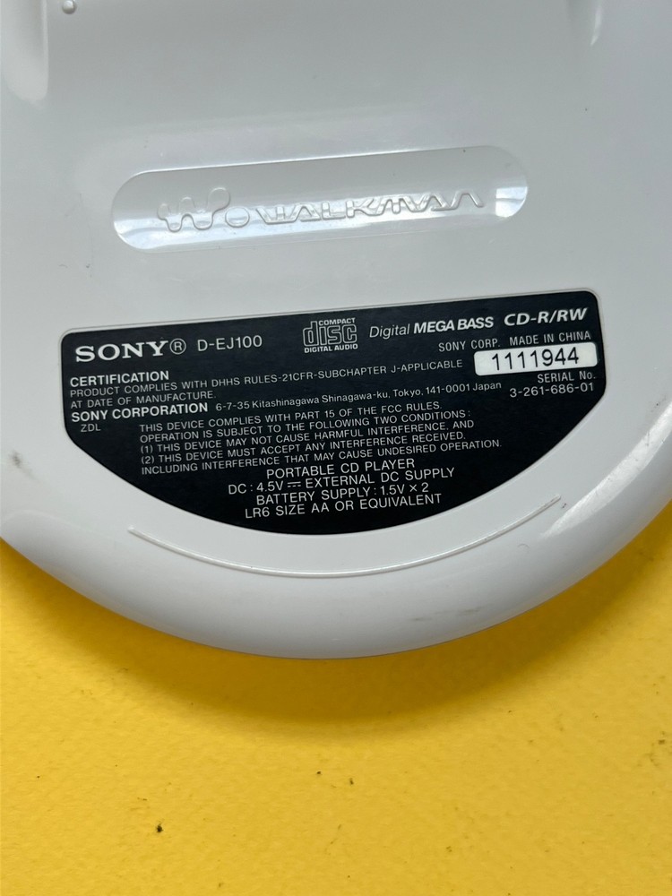 Sony D-EJ100 CD Player Walkman + RM-MC26 Wired Remote | TESTED & WORKING