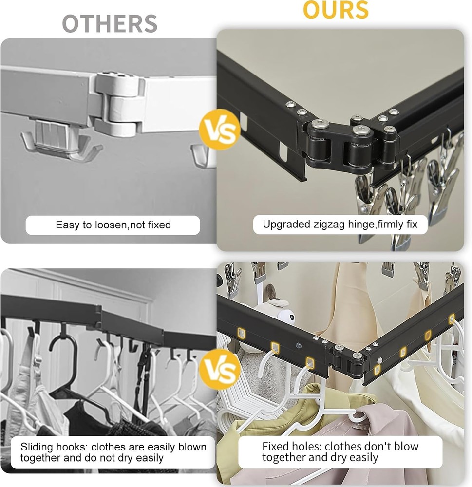 BESy Wall Mounted Laundry Clothes Drying Rack Foldable for Hanging Clothes Upgra