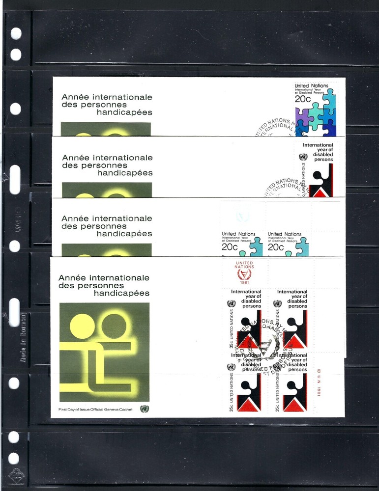 1981 Disabled Persons FDC's (Singles/MIB's/4) - NY Office - UNPA Cachet (771)