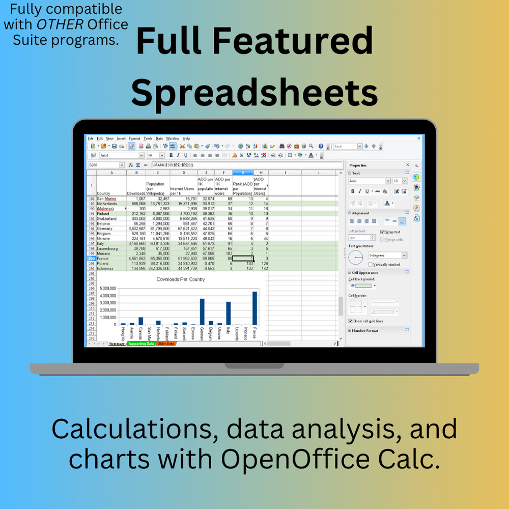 Open Office Software Suite for Mac USB Word Processing Home Student Business