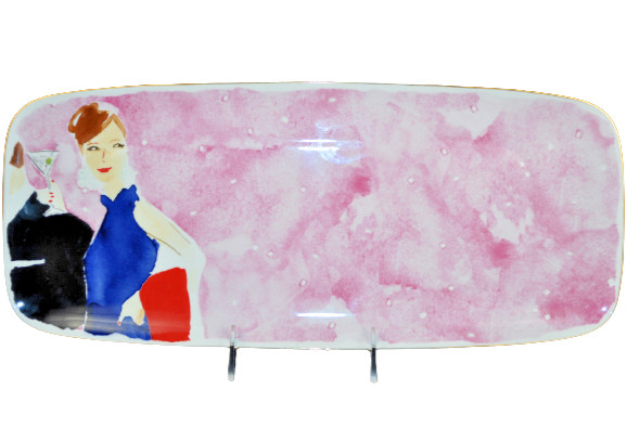 LENOX Kate Spade Cocktails Anyone Rectangular Tray Illustrated Collection New