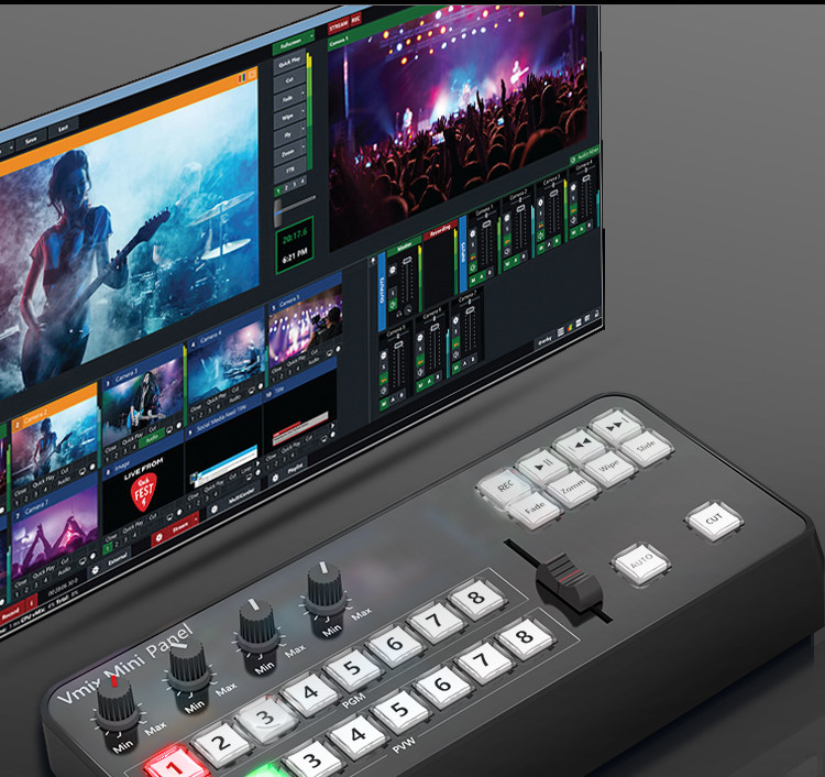 TYST Vmix Mini Panel Switcher Control MIDI2.0 8-Channel Video USB Tally Output
