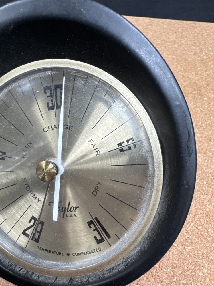 1960's Taylor USA Temperature Compensated Desktop Barometer MCM