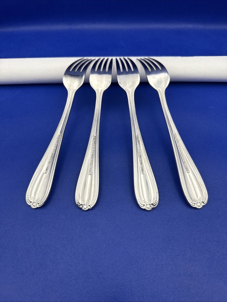 Temp-Tations OLD WORLD BEAD Dinner Fork Stainless Round Tip Silverware Flatware