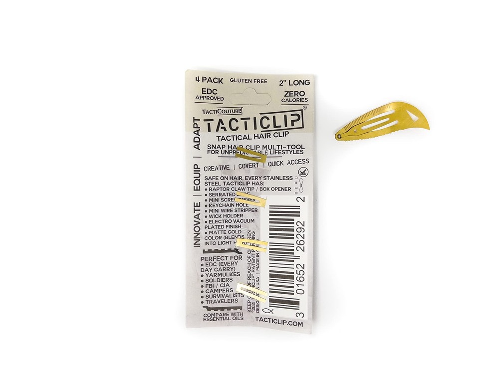 4 Pack - Light Tan Tactical Hair Clips, Multitool Snap Barrettes - Multi-Func...