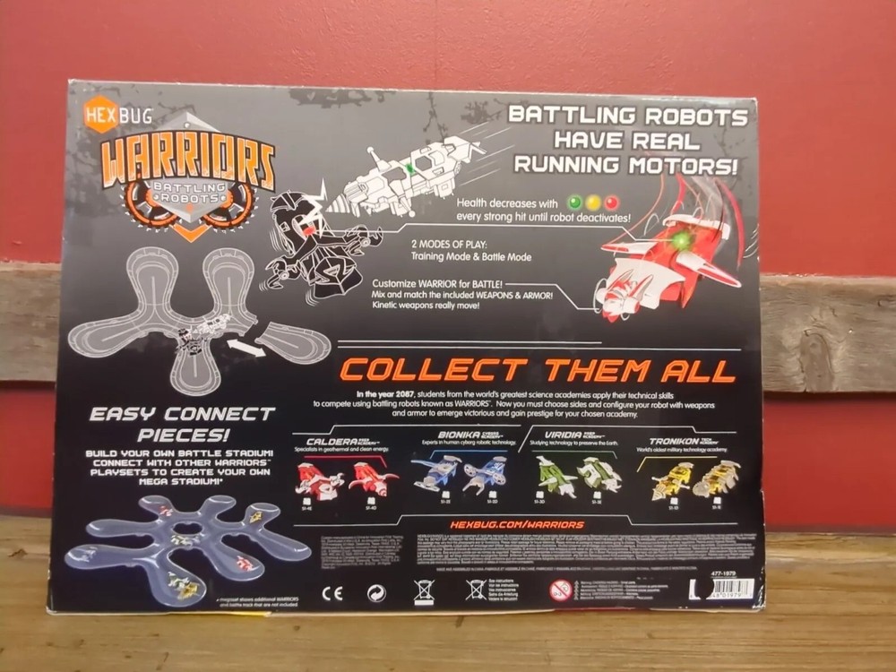 HEXBUG Warriors Battling Robots Stadium Caledra + Tronikon & 2 Extra Bots New!