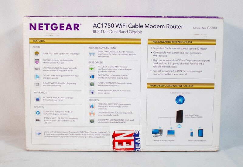 Netgear C6300100NAS Wi-Fi Cable Modem Router