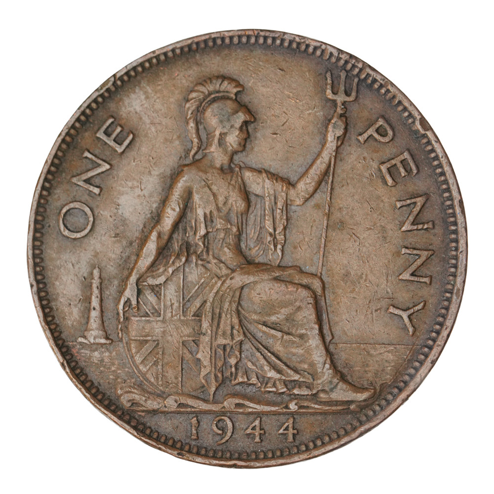 1944 British Penny Copper Coin