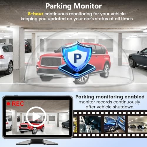 4 Wired Backup Camera System: 10.1" 1080P Touch DVR Recording Quad Split