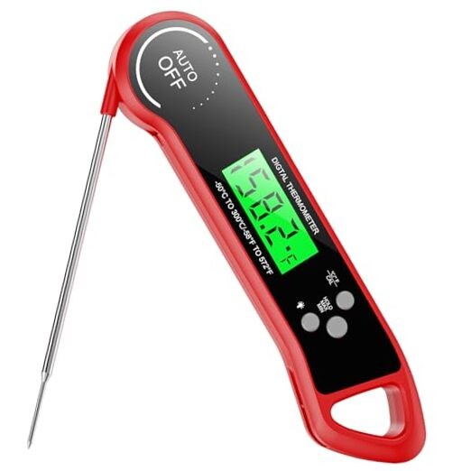 Meat Thermometer Digital, Instant Read Thermometer with Backlight, red