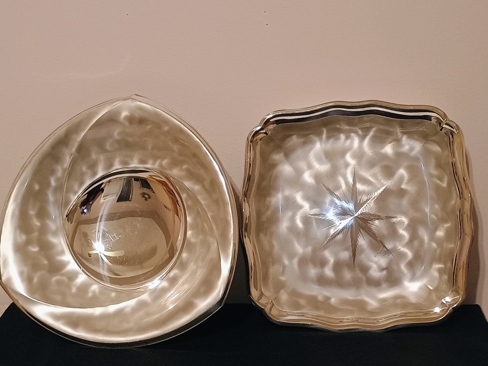 2 WMF-IKORA GERMANY SHINY SILVERPLATED TRAYS 9.5"& 10.5"