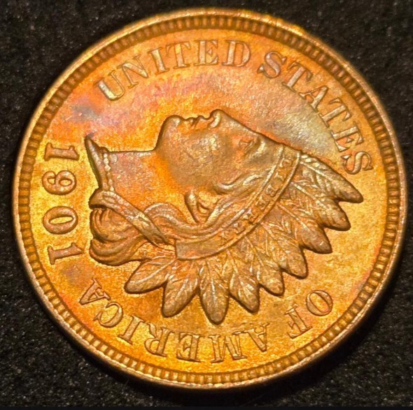 1901 Indian Head Penny - Sharp, Heavily Toned Specimen