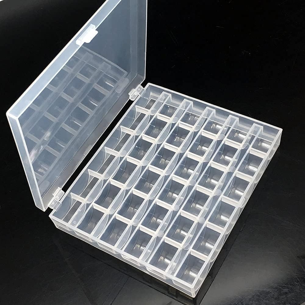 Bobbin Box,Transparent 36 Empty Bobbins Spools Box,Machine Bobbin Organizer P...