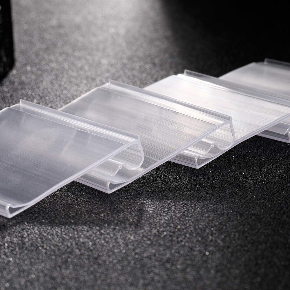 Clear plastic shelf label holder display tag clips