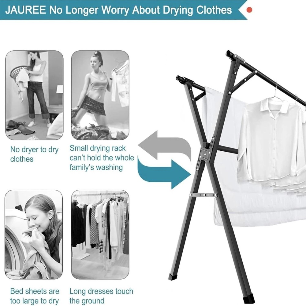 Portable Folding Laundry Drying Rack with Telescoping Design for Easy Storage