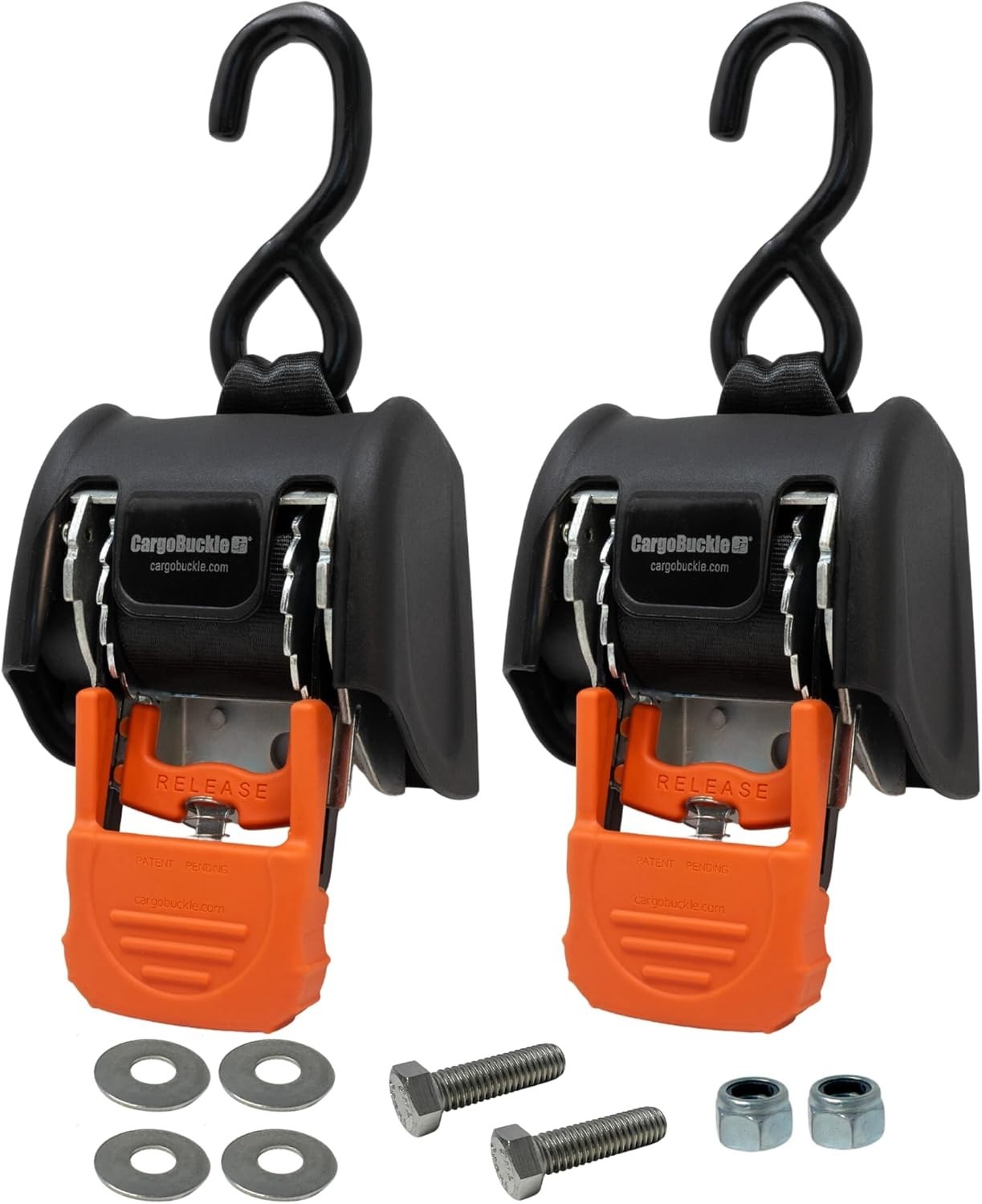 Reliable G3 Self-Retracting Ratchet Straps - Heavy Duty, 2-Inch x 6-Feet, 2-Pack