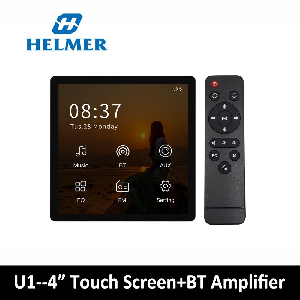 4" Touch Screen Wall Mount Amplifier Home Stereo Audio Amplifier Speaker System