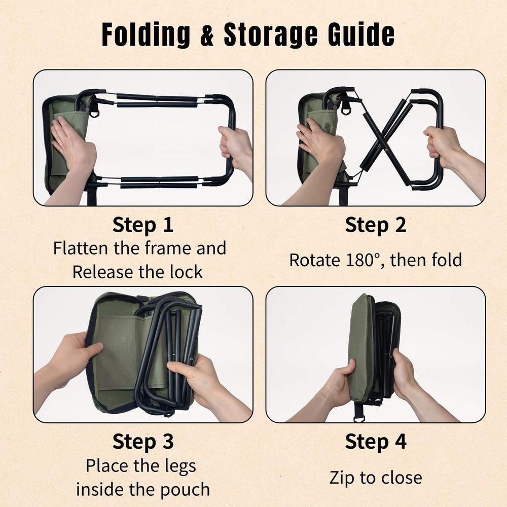 Folding Camp Stool, Lightweight Foldable Camping Stool, Compact Mini Chair fo...