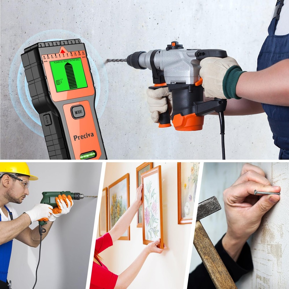 Stud Finder Wall Scanner-8 in 1 Multifunctional Wall Detector with 6 Modes & ...