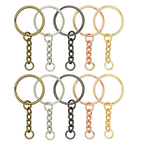 100 Pieces Split Keychain Rings, Metal Split Keychain with Open Jump Ring and