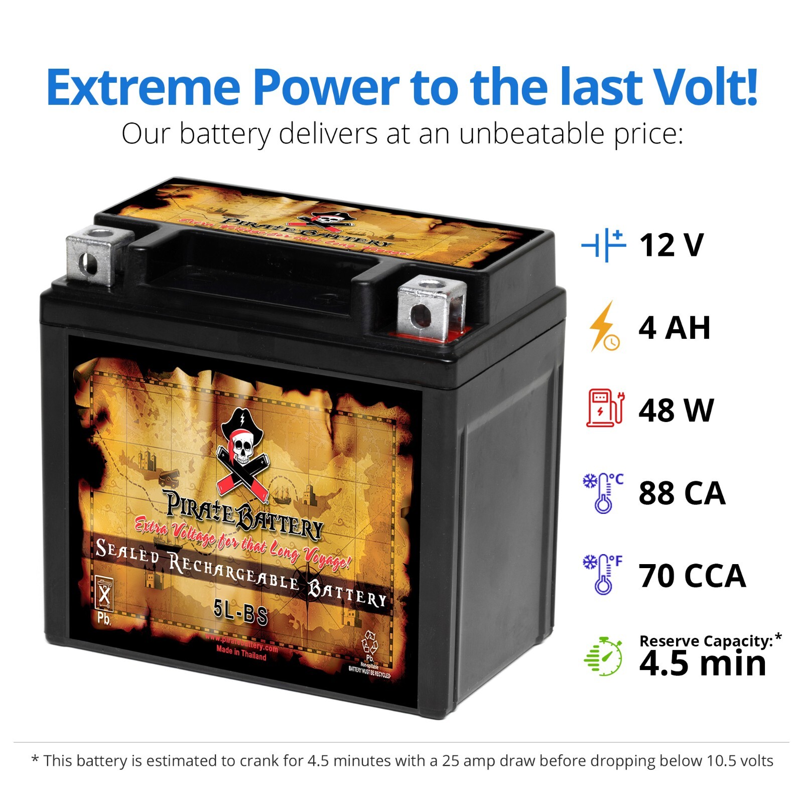 YTX5L-BS High Performance Power Sports Battery