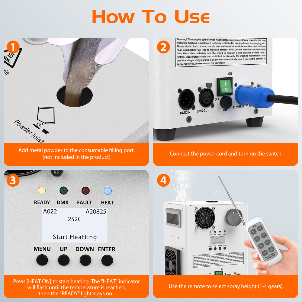 U`king NEW Cold Spark Machine 1200W Stage Effect DMX Firework DJ Wedding