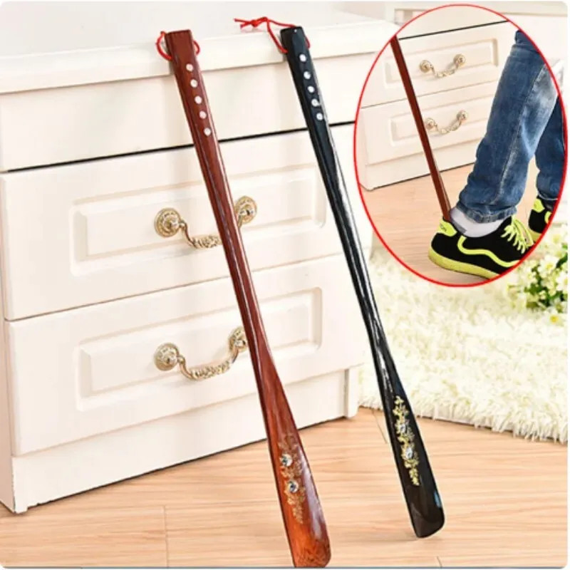 55cm Extra-Long Handled Shoe Horn Hard Wooden Shoe Horn Shoe Spoon Home Tools US