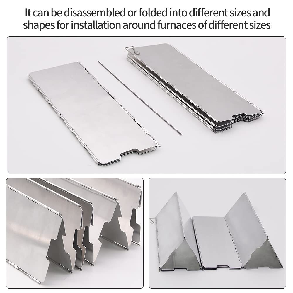 10-Panel Aluminum Stove Windscreen,Folding Windshield for Camping Hiking&Backpac