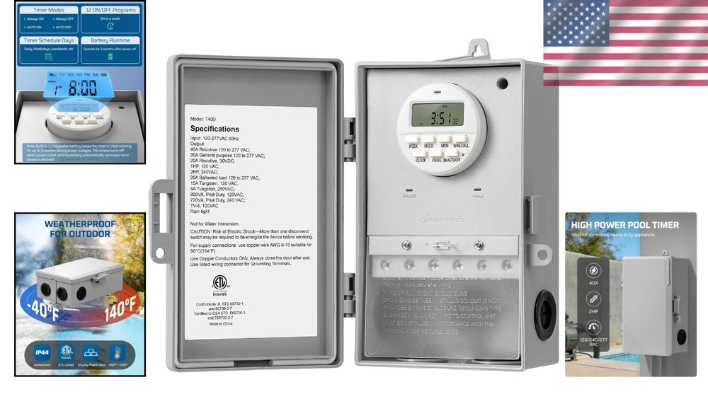 Advanced Pool Pump Timer with 5 Modes and 40A Capacity - Hassle-Free Operation