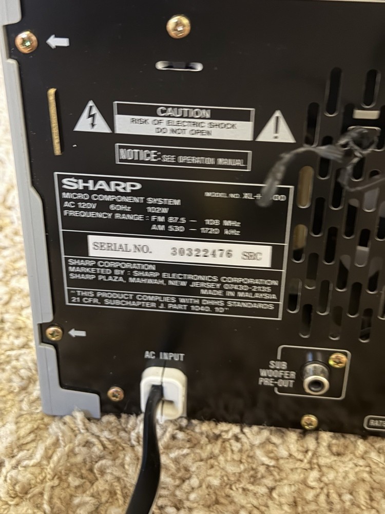 Sharp XL-HP500 Mini Component Stereo System w/ CP-HP500 Speakers