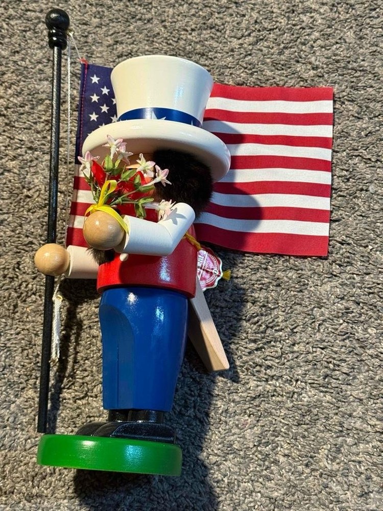 Steinbach Uncle Sam Patriotic American Flag Nutcracker 12" Handmade Germany