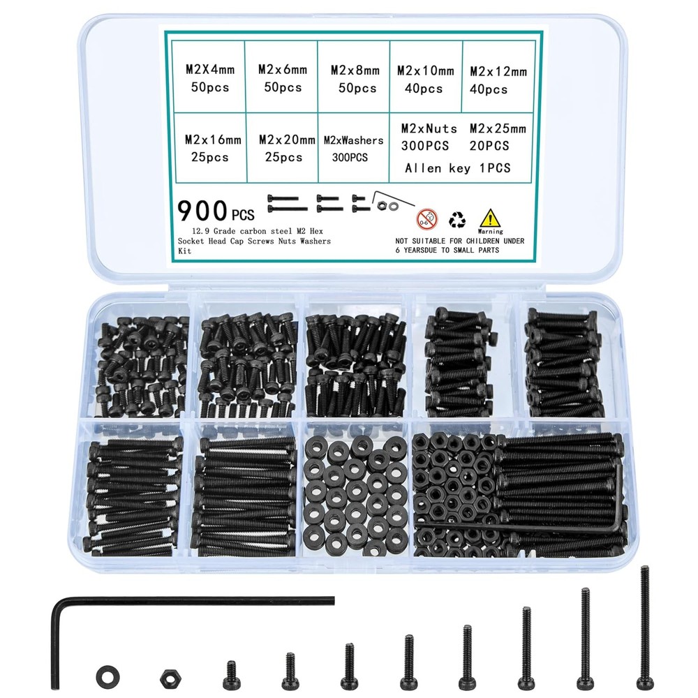 M2 Screws Bolts Nuts Assortment Kit Metric Hardware