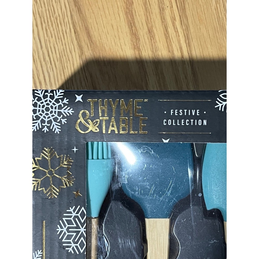 Thyme & Table Festive Collection 11-Piece Mini Baking Set Teal Blue Bamboo New