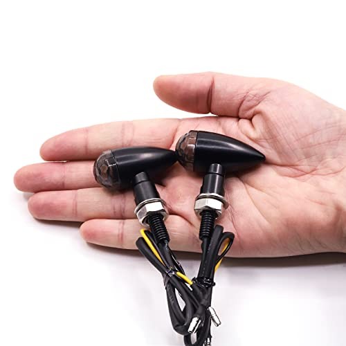 2 x Universal Motorcycle Indicators Bullet Shaped Amber Mini Motorcycle Tail