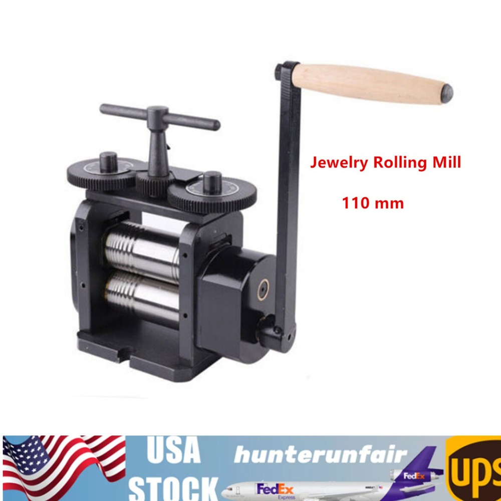 110mm Manual Rolling Mill Machine Wire Flat Pattern Sheet Metal Jewelry Tool US