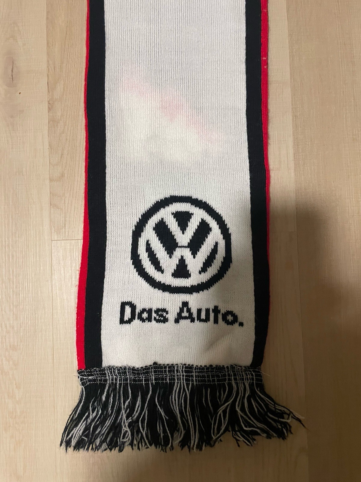 DC United Soccer Scarf MLS Das Auto Volkswagon Knit - Red, Black, & White Fringe