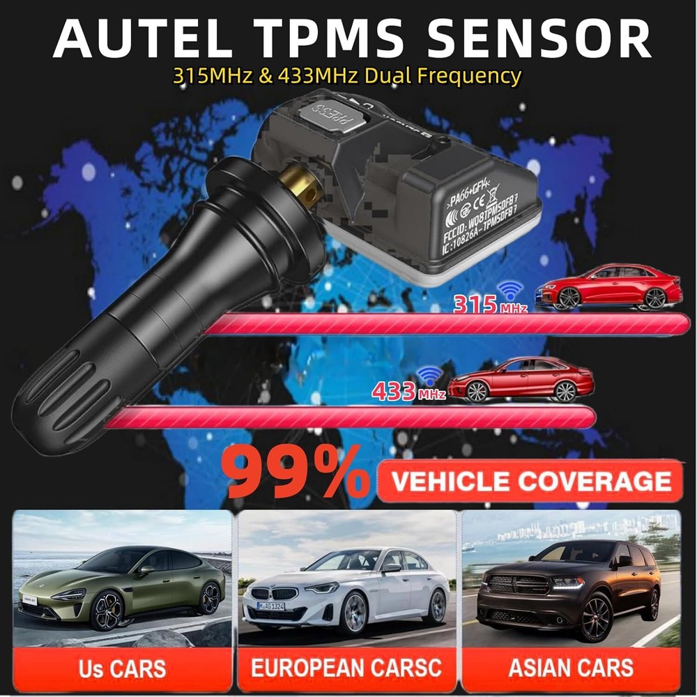 Autel MX-Sensor Universal Programmable TPMS Sensor 315 & 433MHz Pressure Sensor