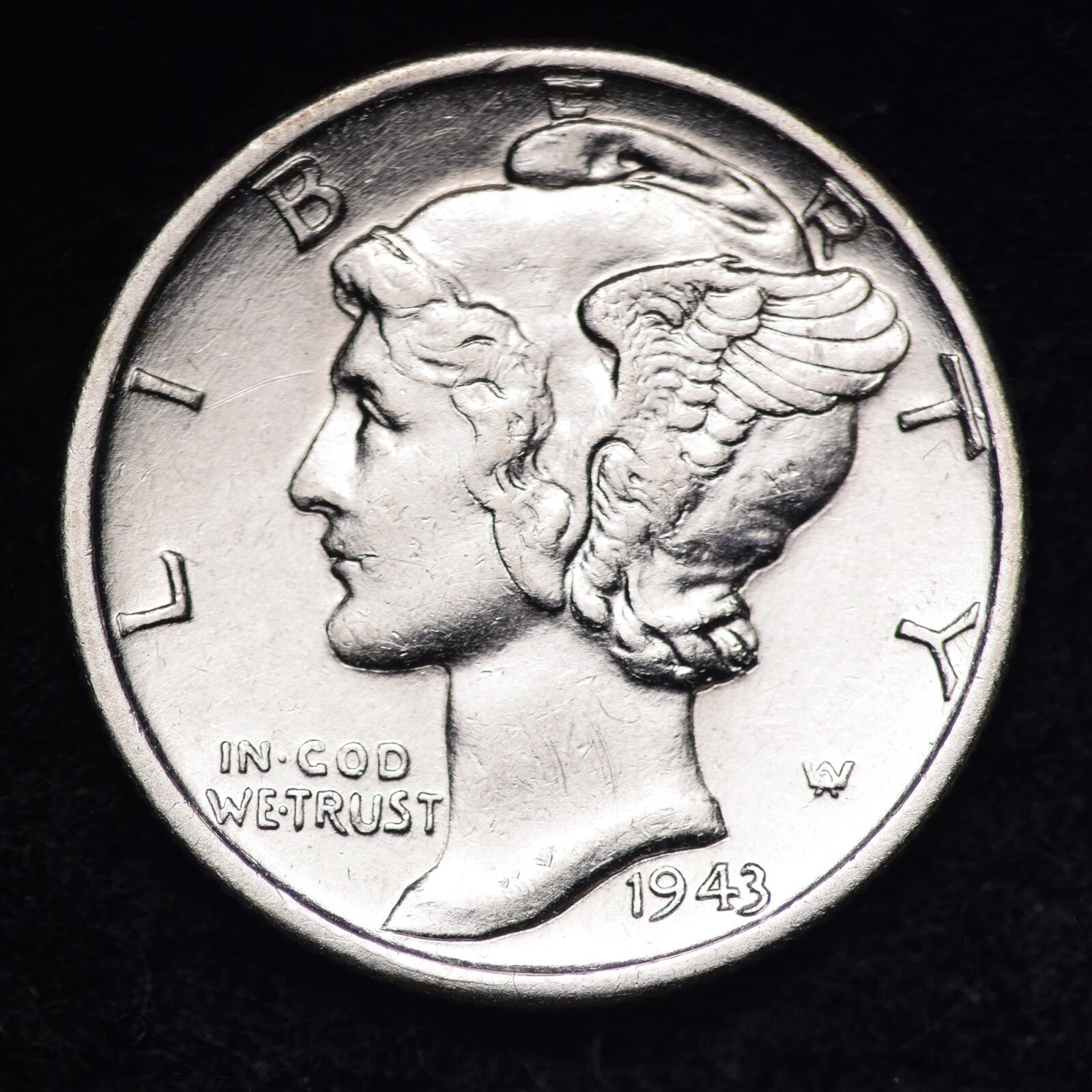 1943-D Mercury Silver Dime AU FREE SHIPPING