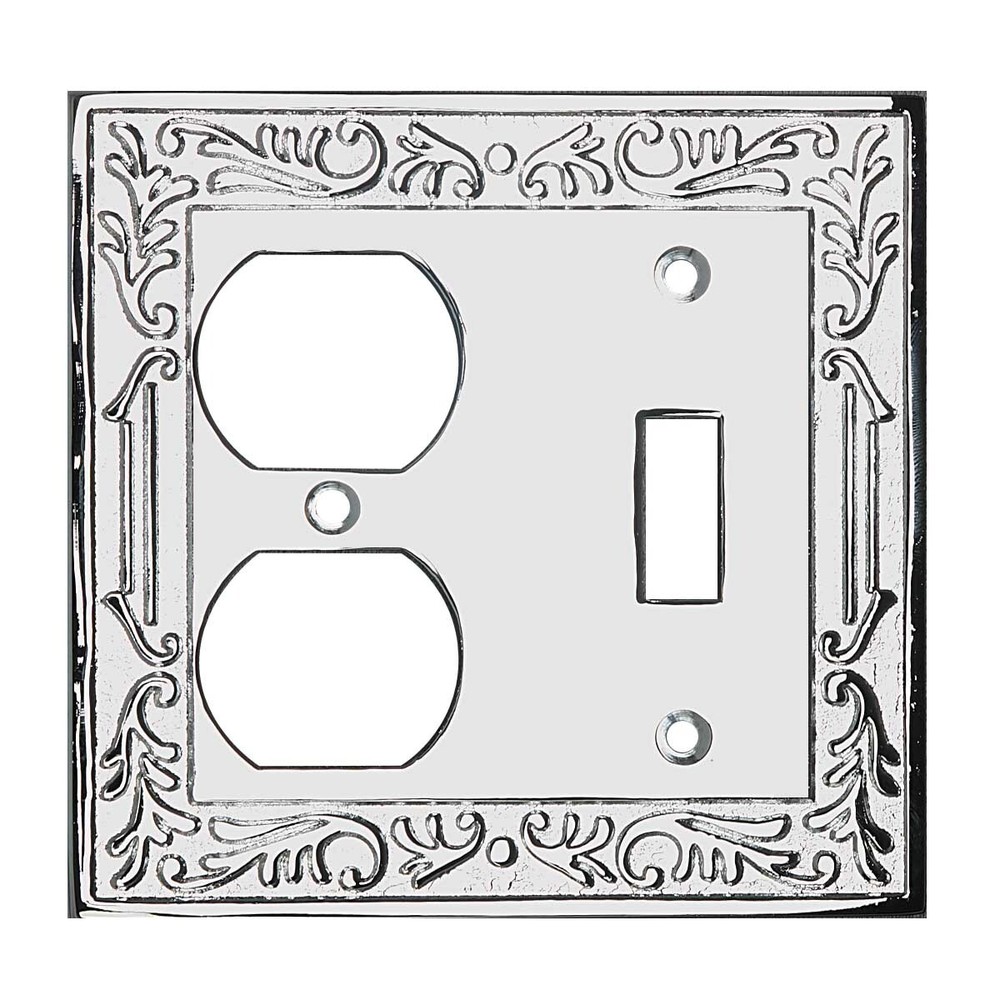 Victorian Switch Plate Double Outlet Chrome Solid Brass Renovators Supply
