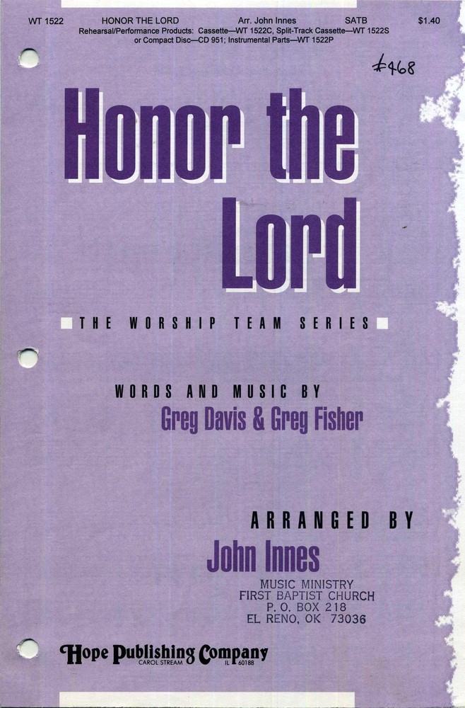 Honor the Lord SATB