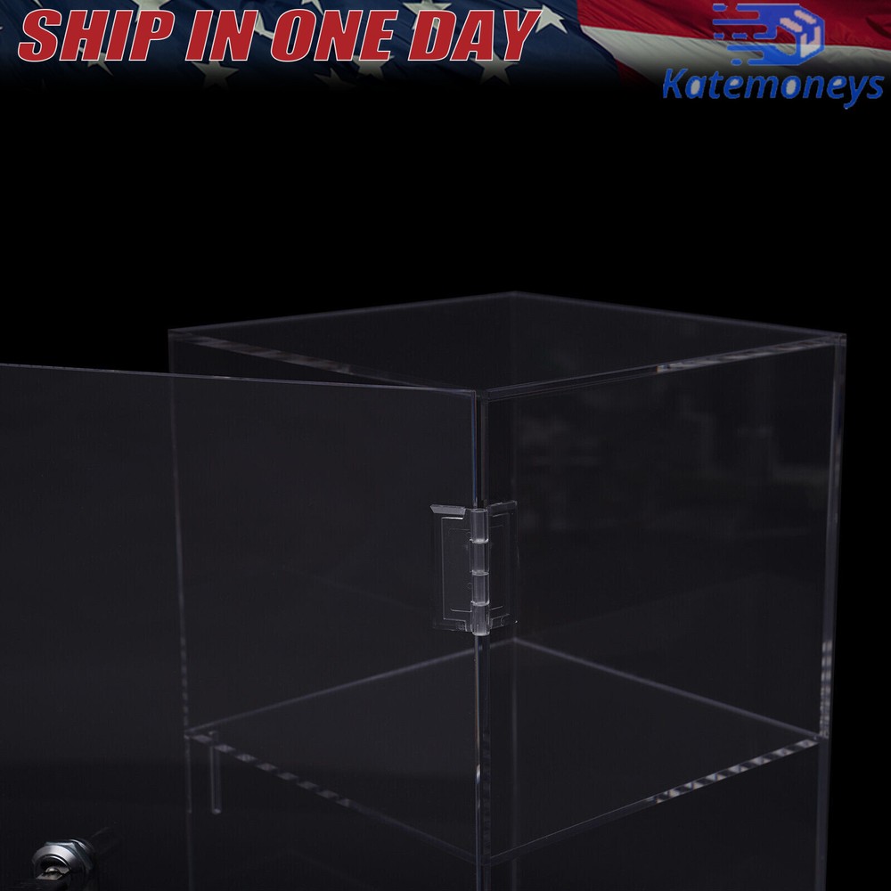 2-layers Countertop Display Case 20*20*35cm Locking Security Showcase Cabinet US