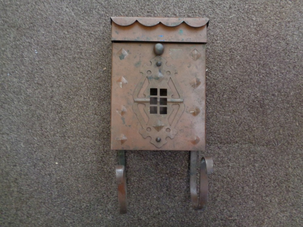VINTAGE 1940-60s SOLID COPPER MAILBOX UNMOLESTED FRONT SLOT +TOP LIFT+BODY OPENS
