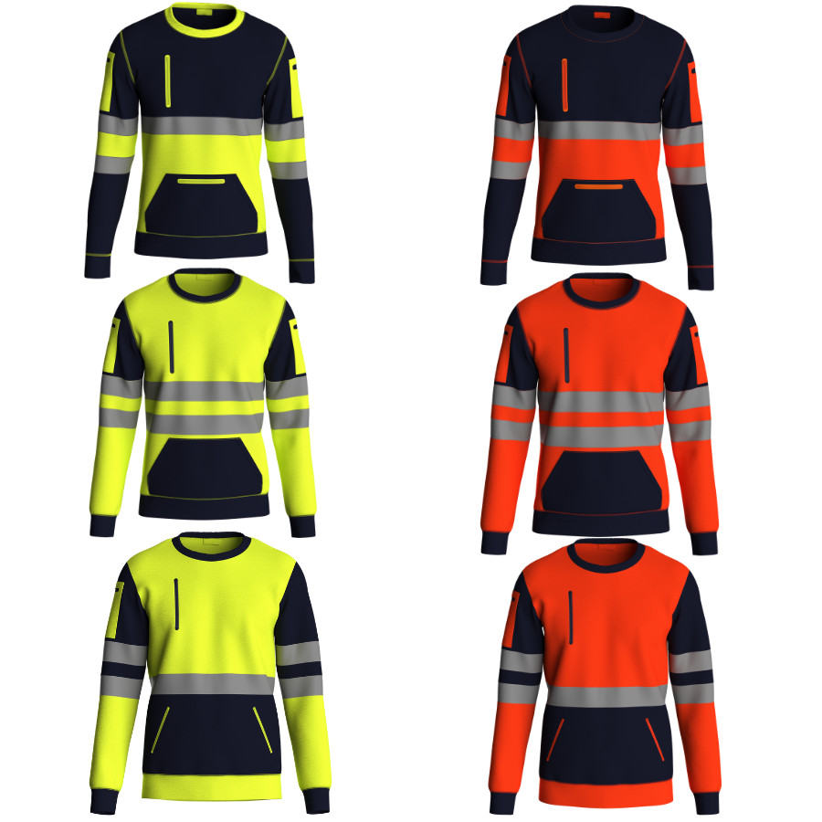 Hi Viz Vis High Visibility Crew Neck Sweatshirt Work Safety Fleece Jumper S-2XL